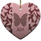 Polka Dot Butterfly Ceramic Flat Ornament - Heart (Front)