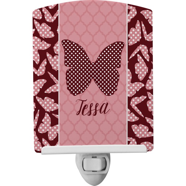 Custom Polka Dot Butterfly Ceramic Night Light (Personalized)