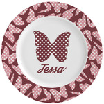 Polka Dot Butterfly Ceramic Dinner Plates (Set of 4) (Personalized)