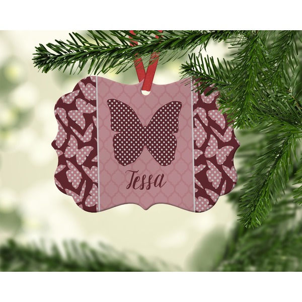 Polka Dot Butterfly Christmas Ornament (On Tree)