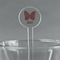 Polka Dot Butterfly 5.5" Round Plastic Stir Sticks - Clear (Personalized)