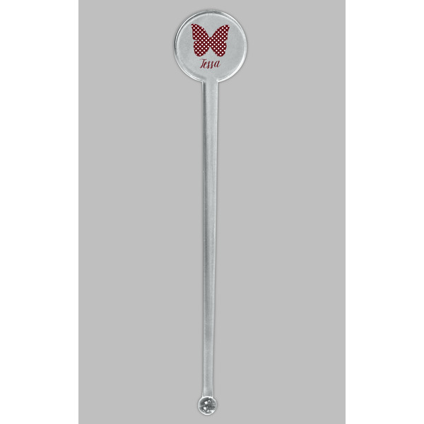 Polka Dot Butterfly Clear Plastic 7" Stir Stick - Round - Single Stick