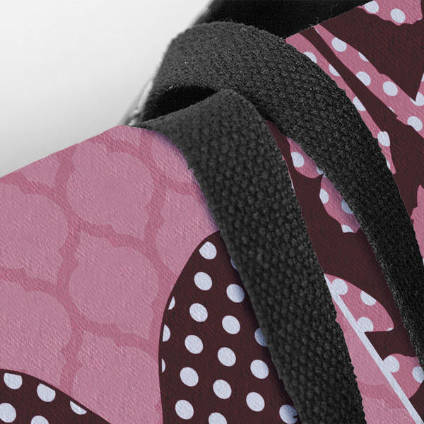 Polka Dot Butterfly Closeup of Tote w/Black Handles