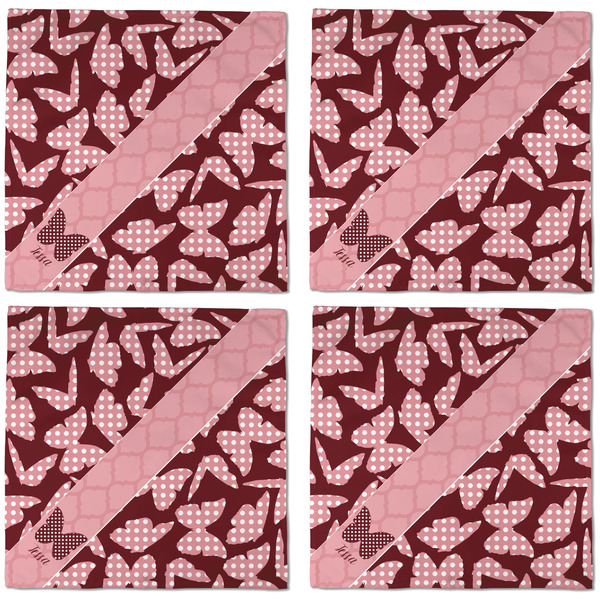 Polka Dot Butterfly Cloth Napkins - Personalized Dinner (APPROVAL) Set of 4
