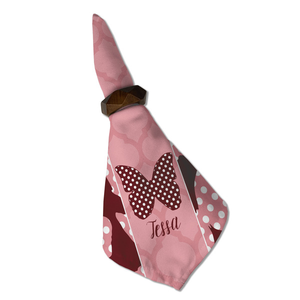 Polka Dot Butterfly Cloth Napkins - Personalized Dinner (Folded in Ring) (MAIN)