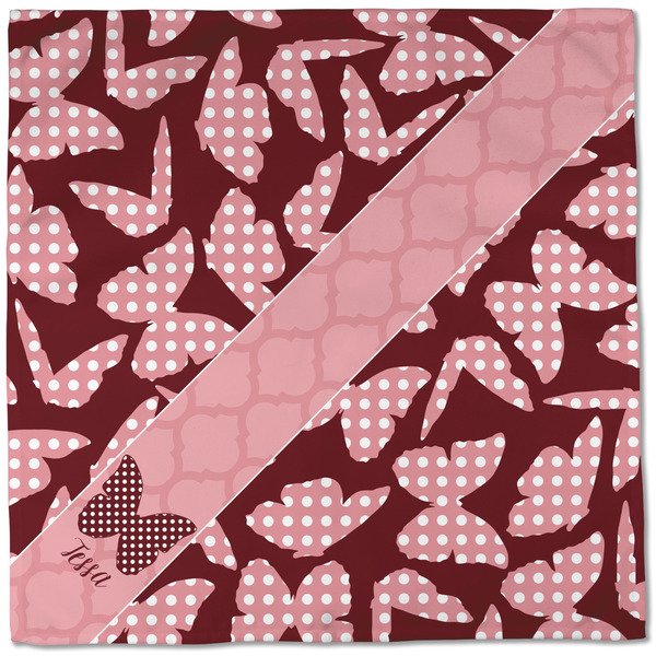Polka Dot Butterfly Cloth Napkins - Personalized Dinner (Full Open)