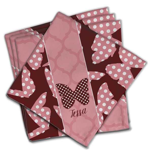 Custom Polka Dot Butterfly Cloth Napkins (Set of 4) (Personalized)