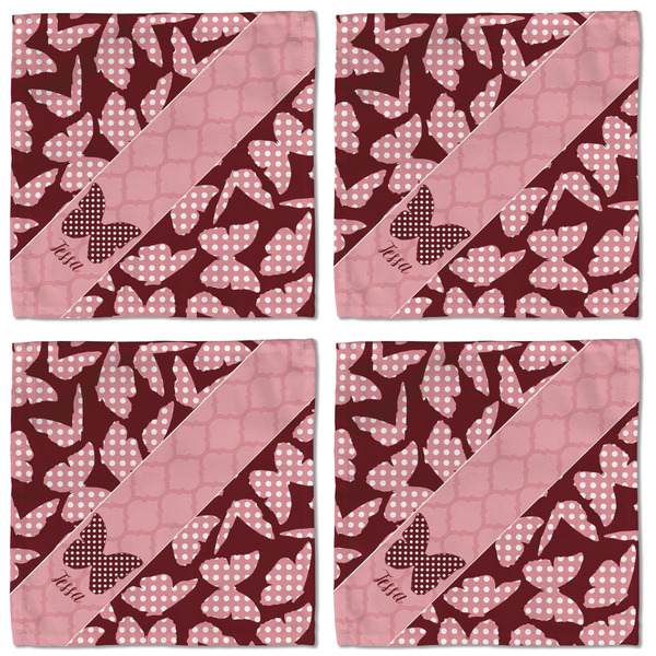 Polka Dot Butterfly Cloth Napkins - Personalized Lunch (APPROVAL) Set of 4