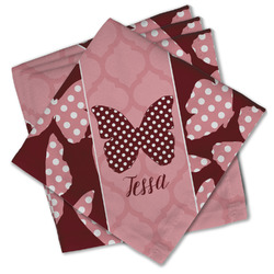 Polka Dot Butterfly Cloth Cocktail Napkins - Set of 4 w/ Name or Text