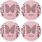 Polka Dot Butterfly Coaster Round Rubber Back - Apvl