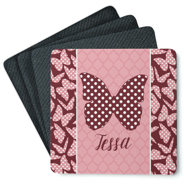 Polka Dot Butterfly Coaster Rubber Back - Main