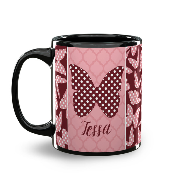Polka Dot Butterfly Coffee Mug - 11 oz - Black