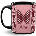 Polka Dot Butterfly 11 Oz Coffee Mug - Black (Personalized)