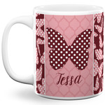 Polka Dot Butterfly 11 Oz Coffee Mug - White (Personalized)