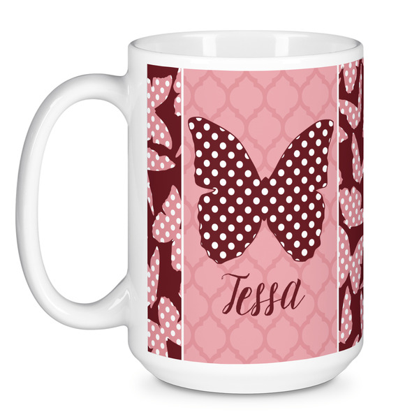 Polka Dot Butterfly Coffee Mug - 15 oz - White
