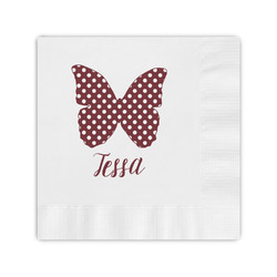 Polka Dot Butterfly Coined Cocktail Napkins (Personalized)