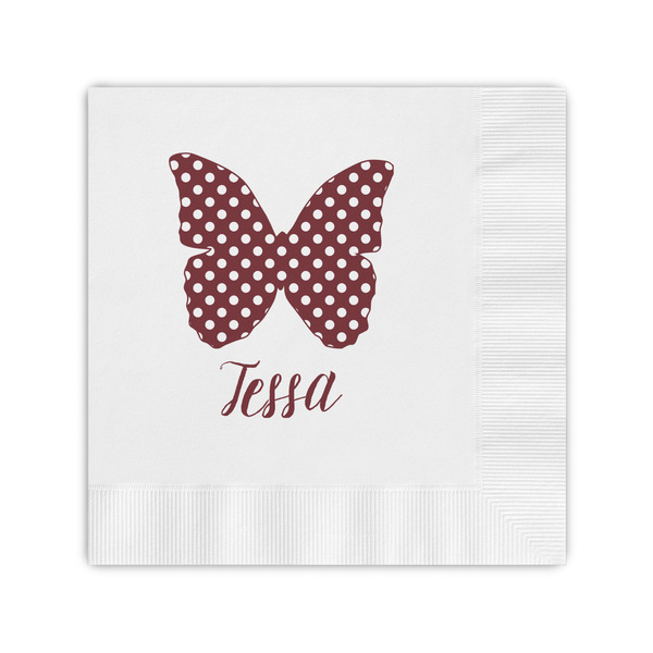 Custom Polka Dot Butterfly Coined Cocktail Napkins (Personalized)