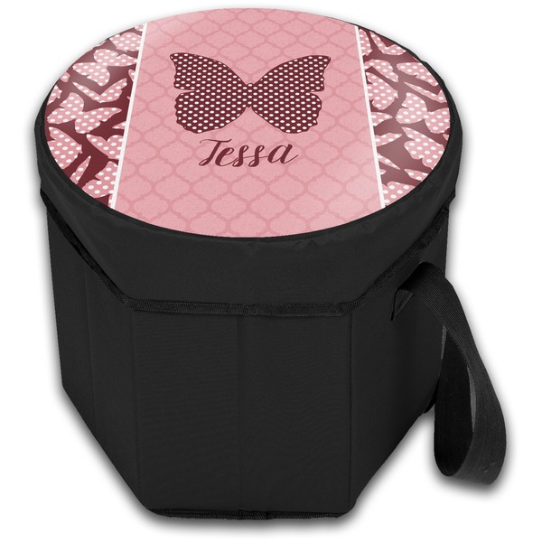 Polka Dot Butterfly Collapsible Personalized Cooler & Seat (Closed)