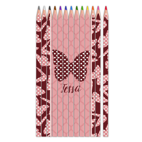 Custom Polka Dot Butterfly Colored Pencils (Personalized)
