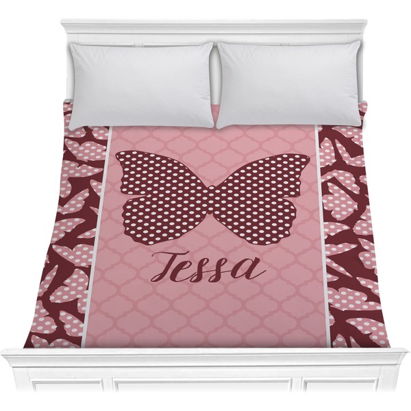Custom Polka Dot Butterfly Comforter - Full / Queen (Personalized)