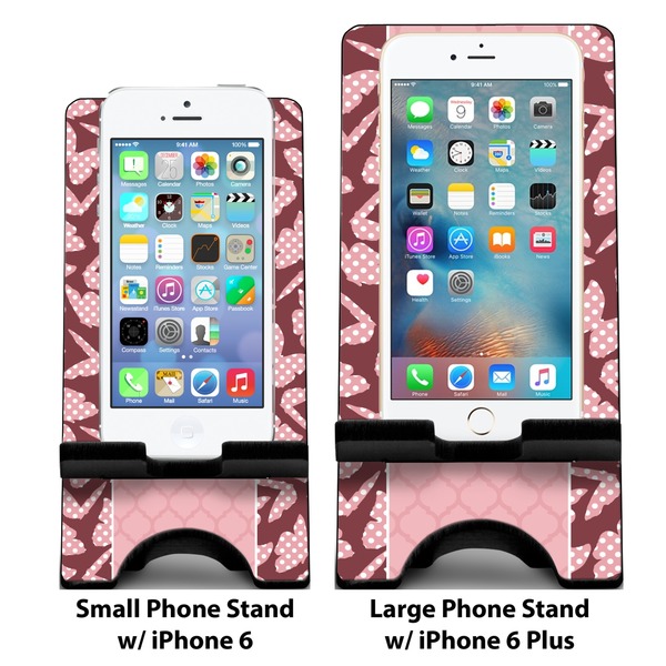 Polka Dot Butterfly Compare Phone Stand Sizes - with iPhones