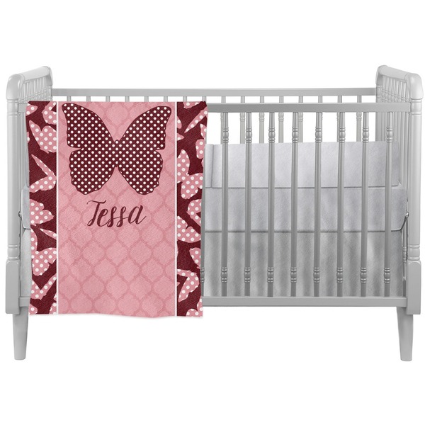 Custom Polka Dot Butterfly Crib Comforter / Quilt (Personalized)