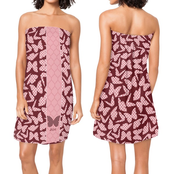 Polka Dot Butterfly Custom Bath Wrap - Front & Back View