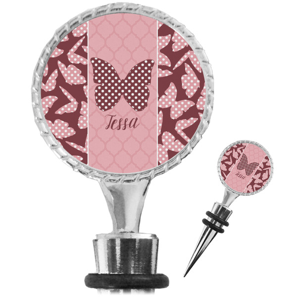 Custom Polka Dot Butterfly Wine Bottle Stopper (Personalized)
