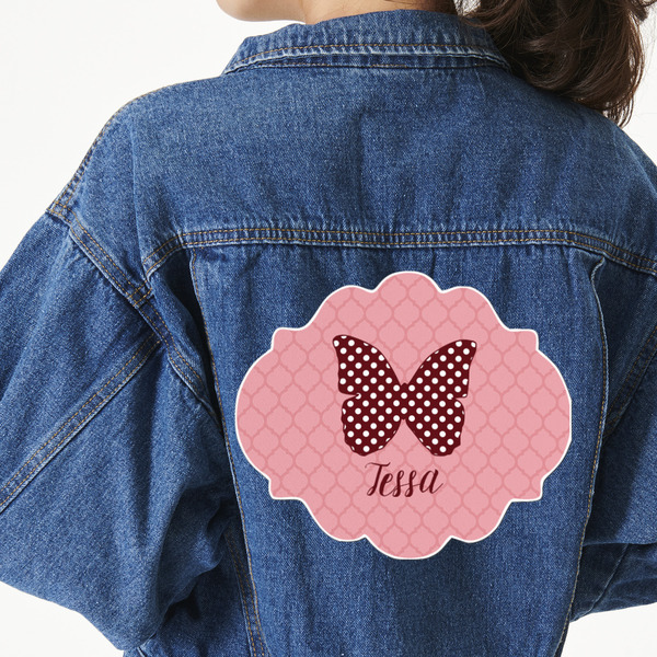 Custom Polka Dot Butterfly Twill Iron On Patch - Custom Shape - 3XL (Personalized)