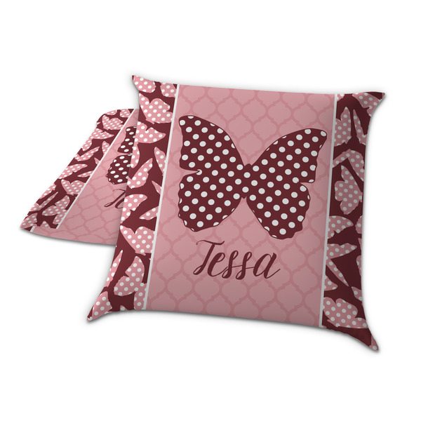 Polka Dot Butterfly Decorative Pillow Case - TWO