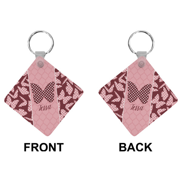 Polka Dot Butterfly Diamond Keychain (Front + Back)