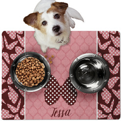 Polka Dot Butterfly Dog Food Mat - Medium w/ Name or Text