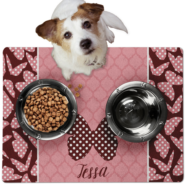 Polka Dot Butterfly Dog Food Mat - Medium LIFESTYLE