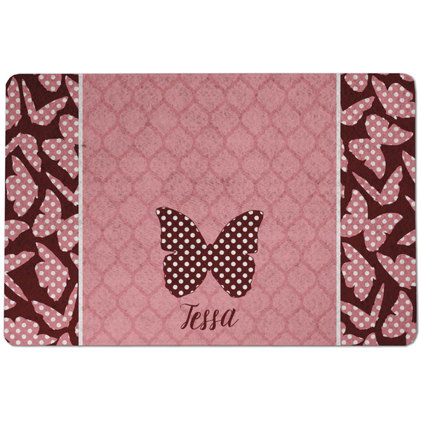 Custom Polka Dot Butterfly Dog Food Mat w/ Name or Text