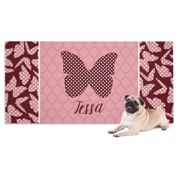 Custom Polka Dot Butterfly Dog Towel (Personalized)
