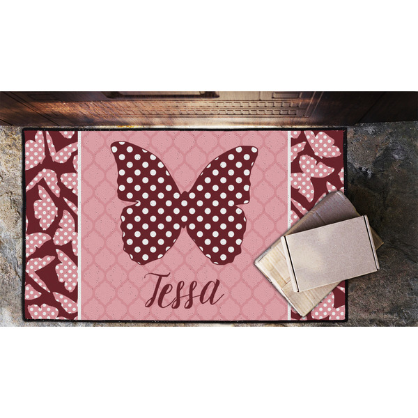 Polka Dot Butterfly Door Mat - LIFESTYLE (Lrg)