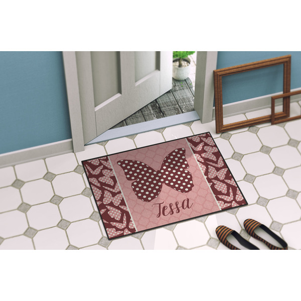 Polka Dot Butterfly Door Mat Lifestyle