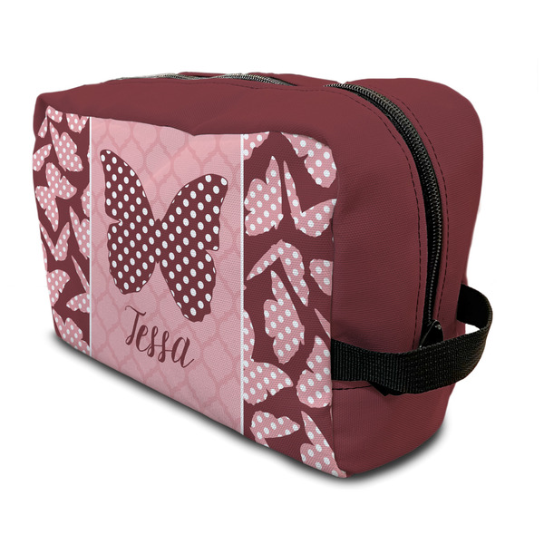 Custom Polka Dot Butterfly Toiletry Bag / Dopp Kit (Personalized)