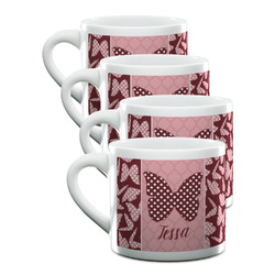 Polka Dot Butterfly Double Shot Espresso Cups - Set of 4 (Personalized)