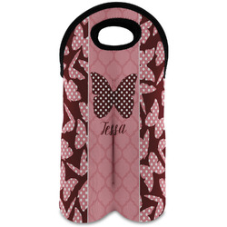 Polka Dot Butterfly Wine Tote Bag (2 Bottles) (Personalized)