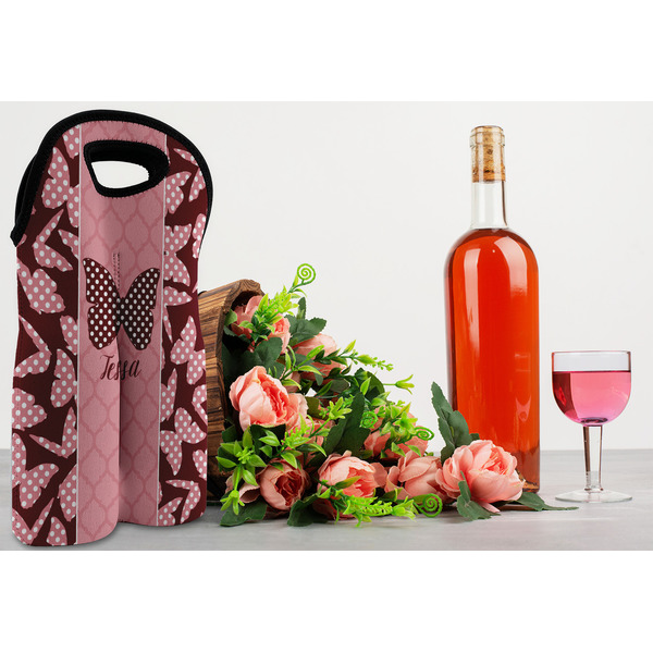 Polka Dot Butterfly Double Wine Tote - LIFESTYLE (new)