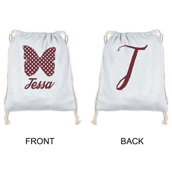 Polka Dot Butterfly Drawstring Backpacks - Sweatshirt Fleece - Double Sided - APPROVAL