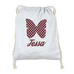 Polka Dot Butterfly Drawstring Backpack - Sweatshirt Fleece - Single Sided (Personalized)