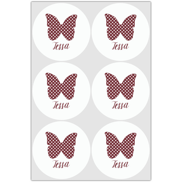 Polka Dot Butterfly Drink Topper - Large - Set of 6