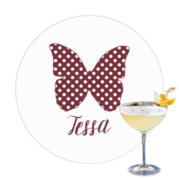 Custom Polka Dot Butterfly Printed Drink Topper (Personalized)