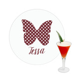 Polka Dot Butterfly Printed Drink Topper -  2.5" (Personalized)