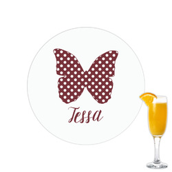 Polka Dot Butterfly Printed Drink Topper - 2.15" (Personalized)