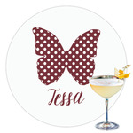 Polka Dot Butterfly Printed Drink Topper - 3.5" (Personalized)