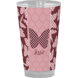 Polka Dot Butterfly Pint Glass - Full Color (Personalized)