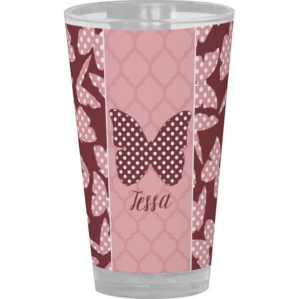 Custom Polka Dot Butterfly Pint Glass - Full Color (Personalized)